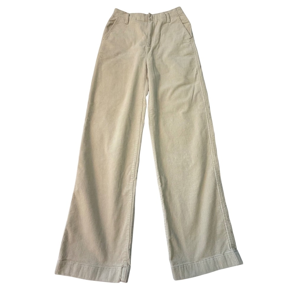 Cream Wide Leg Corduroy High Waisted Trousers Beige Pants 27 Everlane Sample